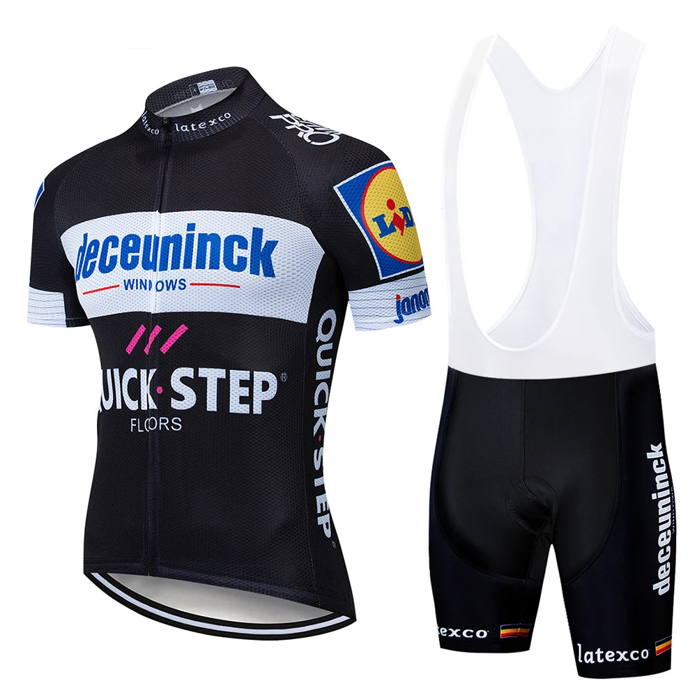 QUICK STEP Team Men's Cycling Jersey Set Summer Cycling Clothing Bike Clothes Uniform Maillot Ropa Ciclismo Hombre Bicycle Suit