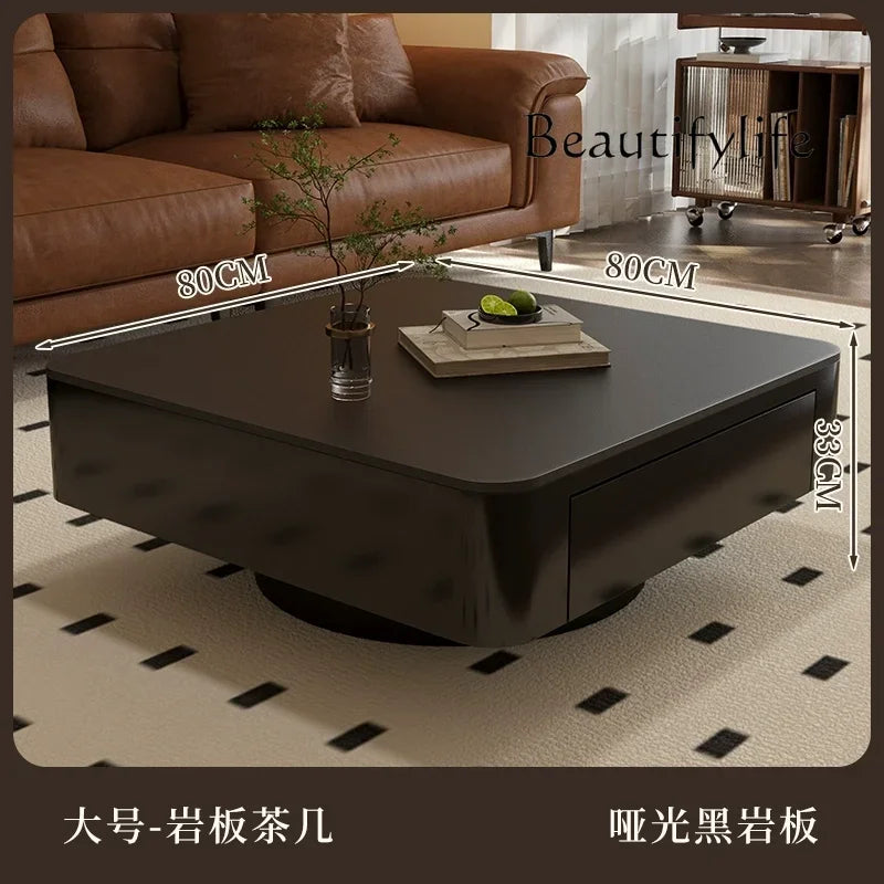 French retro light luxury rock slab coffee table small apartment living room home new square designer