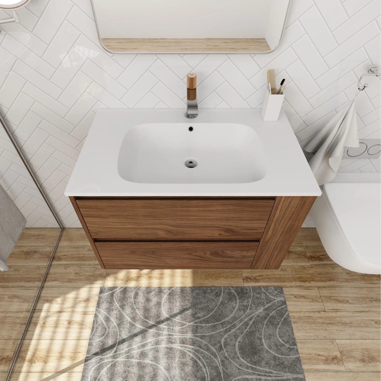 30-Inch Wall-Mounted Bathroom Vanity with Gel Sink Premium Bathroom Vanities Product