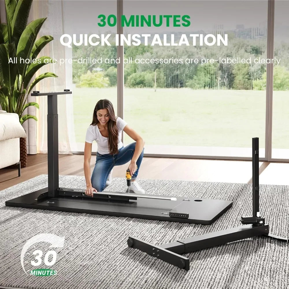 Electric Standing Desk Adjustable - 63 x24 Inch Sit Stand up Desk with Cable Management - 3Memory Preset Adjustable Height Table