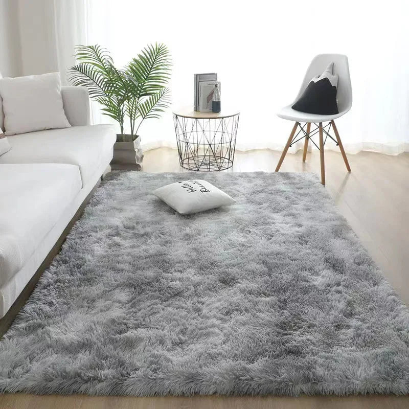 Solid color simple carpet bedroom large area covered with simple bedside silk hair tie-dye carpet room thickened