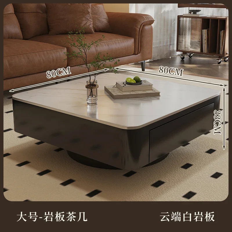 French retro light luxury rock slab coffee table small apartment living room home new square designer