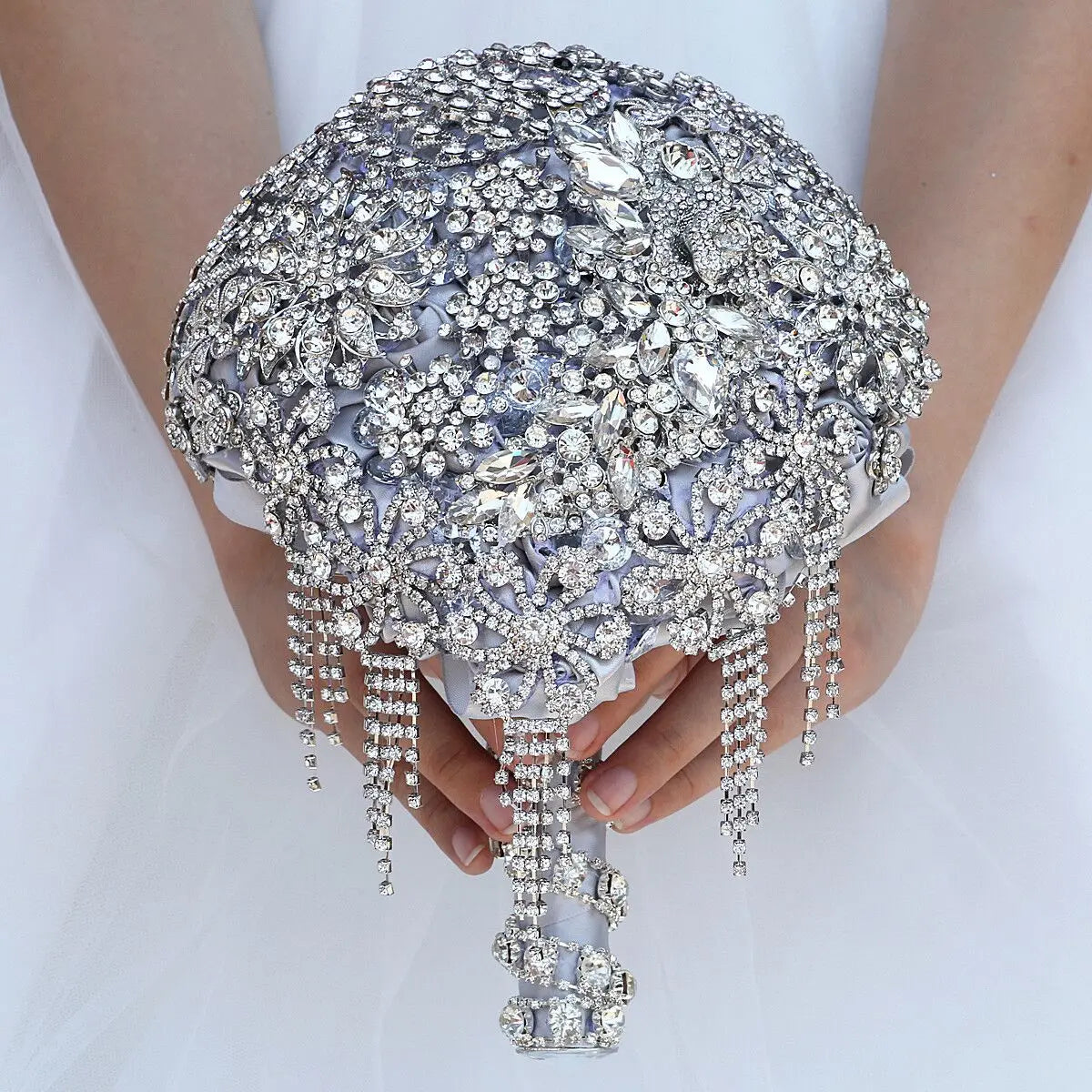 Luxury Silk Wedding Flowers Rhinestone Jewelry Brooch Bouquet Bridal Wedding Dress Wedding Bouquet