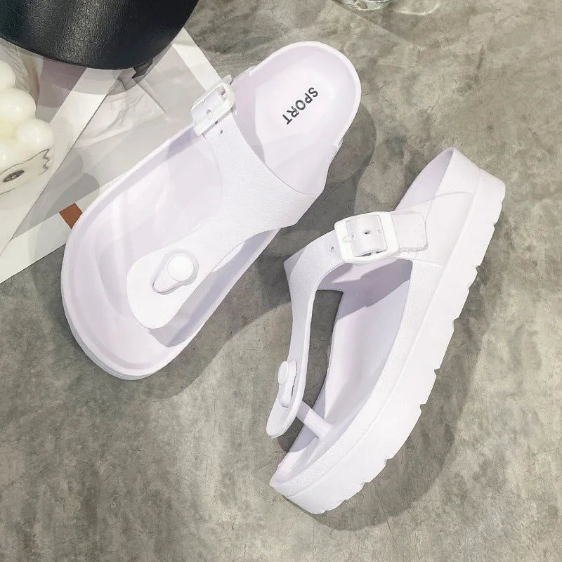 Bebealy Summer Flip-flops Women Platform Sandals Comfortable Thick-Soled Slippers Breathable And Slip-Resistant Sandals Women