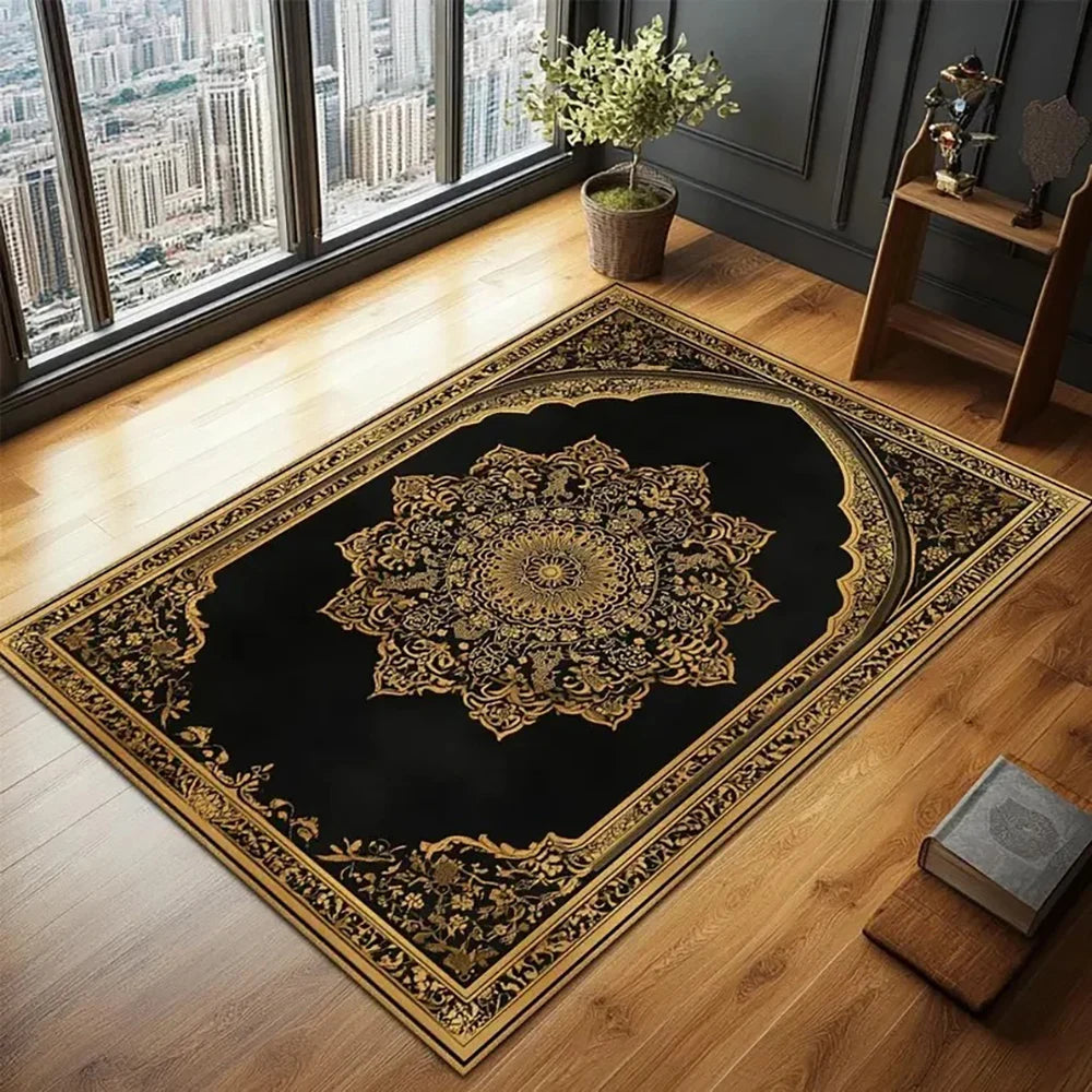 VIKAMA Muslim Prayer Loop-Pile Rug - Ultra-Thin, Stain-Resistant, Non-Slip Carpet for Living Room & Prayer, Soft Floor Mat