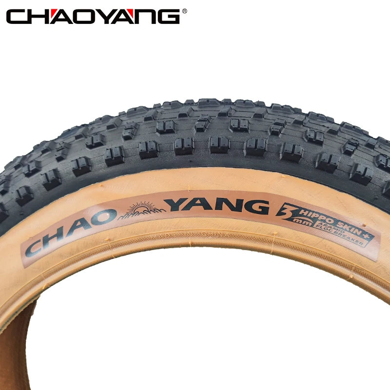 CHAOYANG 20x4.0 100/90-406 Fat Bike Tire 3mm Hippo Skin+ Stab-proof Anti-Slip MTB Beach Electric Bicycle 20PSI Brown Tire H-5176