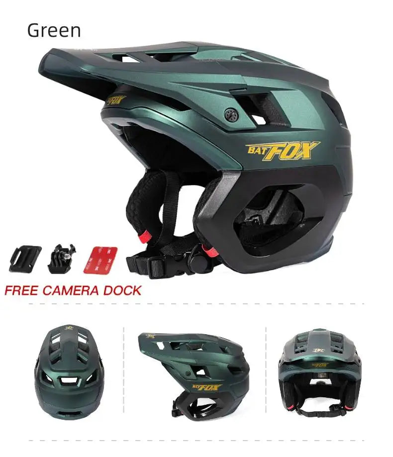 BATFOX New 3/4 Bicycle Helmet Mtb Half Helmet Mountain Bike Race Integrated Ear Protection Off-Road Cycling Helmet BMX Armor