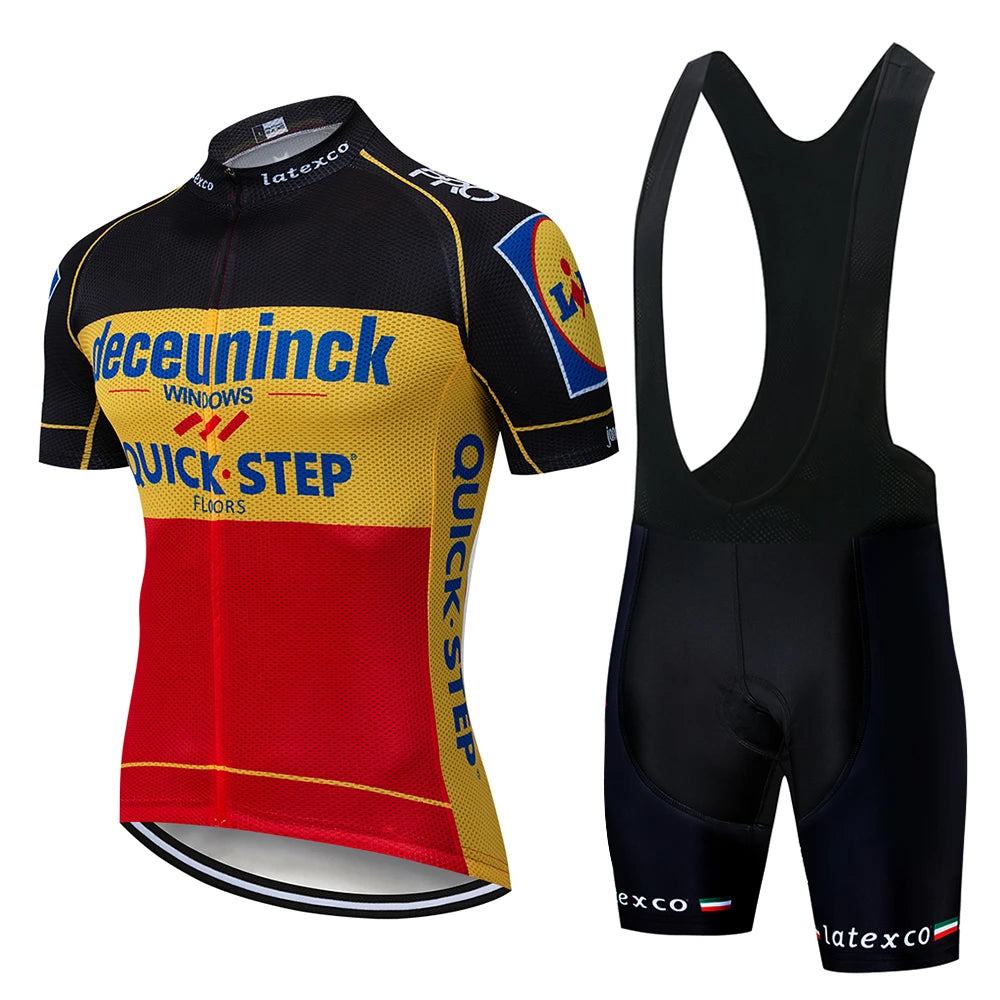 QUICK STEP Team Men's Cycling Jersey Set Summer Cycling Clothing Bike Clothes Uniform Maillot Ropa Ciclismo Hombre Bicycle Suit