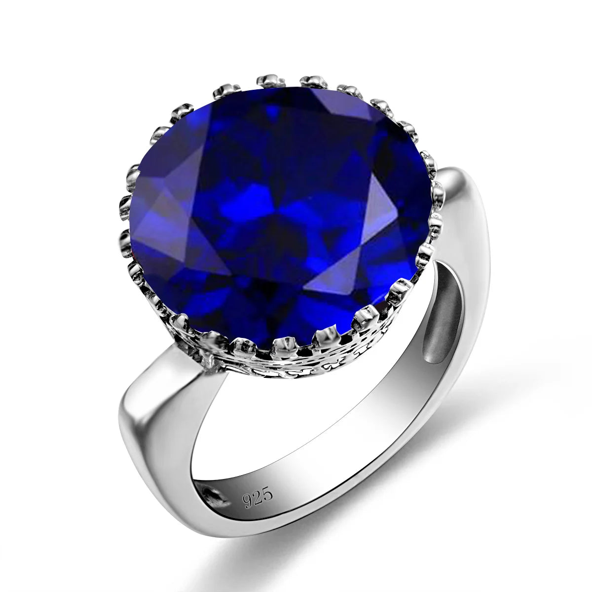 Szjinao Round Cut 16*16mm Garnet Ring Women Massive Genuine 925 Sterling Silver Vintage Large Wide Silver 925 Women's Jewellry F