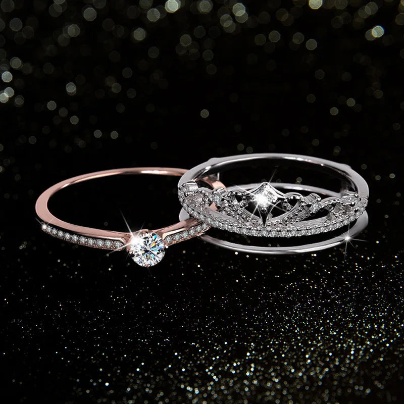 Trumium 0.3ct 925 Sterling Silve Moissanite Diamond Crown Rings for Women Anniversary Party Fine Jewelry Gifts with Certificate