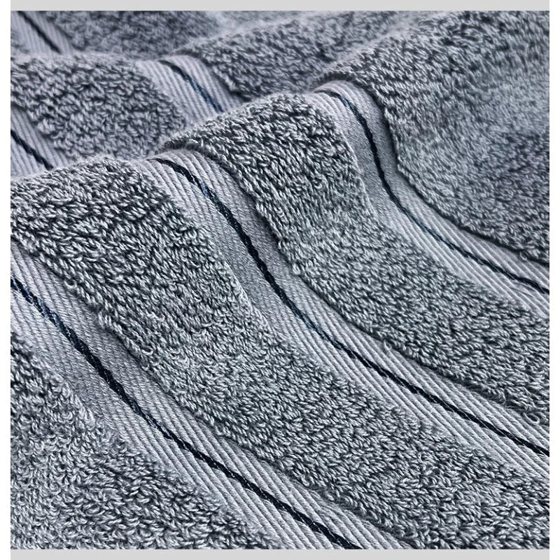3pcs Towel Bundle Set,100%Cotton,Hand+Face+Bath Washcloth, Stripe Decor 70*140cm Home Hotel Solid White Grey Towels Gift