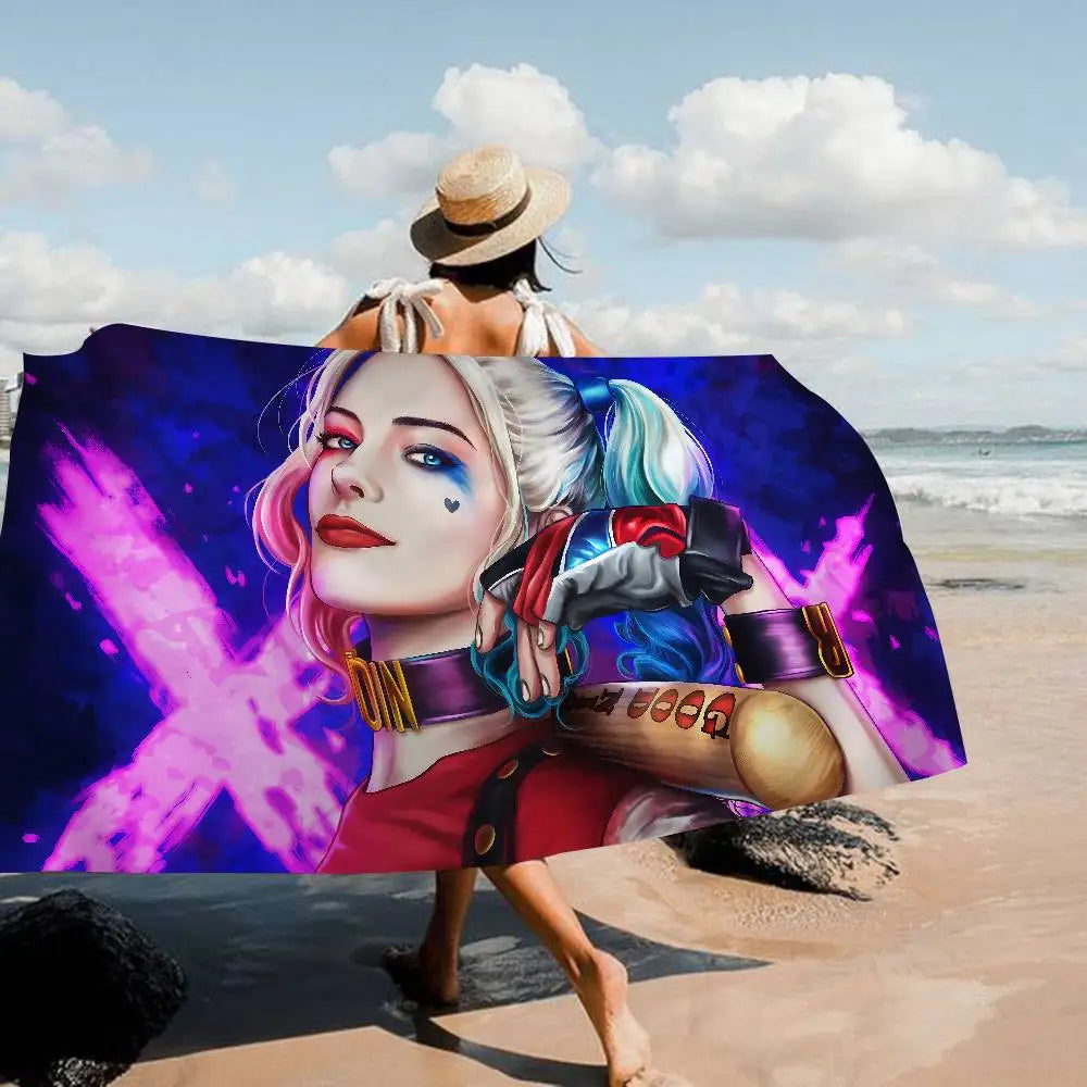 Flim Role H-Harley Q-Quinn Sexy Villain Beach Towels Shower Towel Sauna Travel Spa Microfiber Quick Dry Gym Accessories Cute