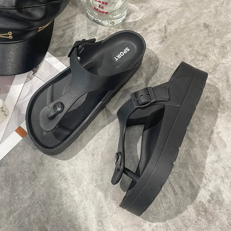 Bebealy Summer Flip-flops Women Platform Sandals Comfortable Thick-Soled Slippers Breathable And Slip-Resistant Sandals Women