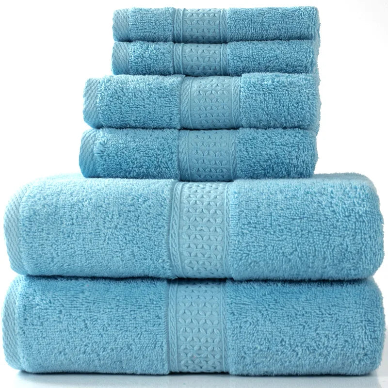 6PCS / 3PCS Cotton Towel Set Luxury Lace Embroidered Bath Towel Face Towel Hand Towel Washcloths Quick Dry Terry Towels 17Colors