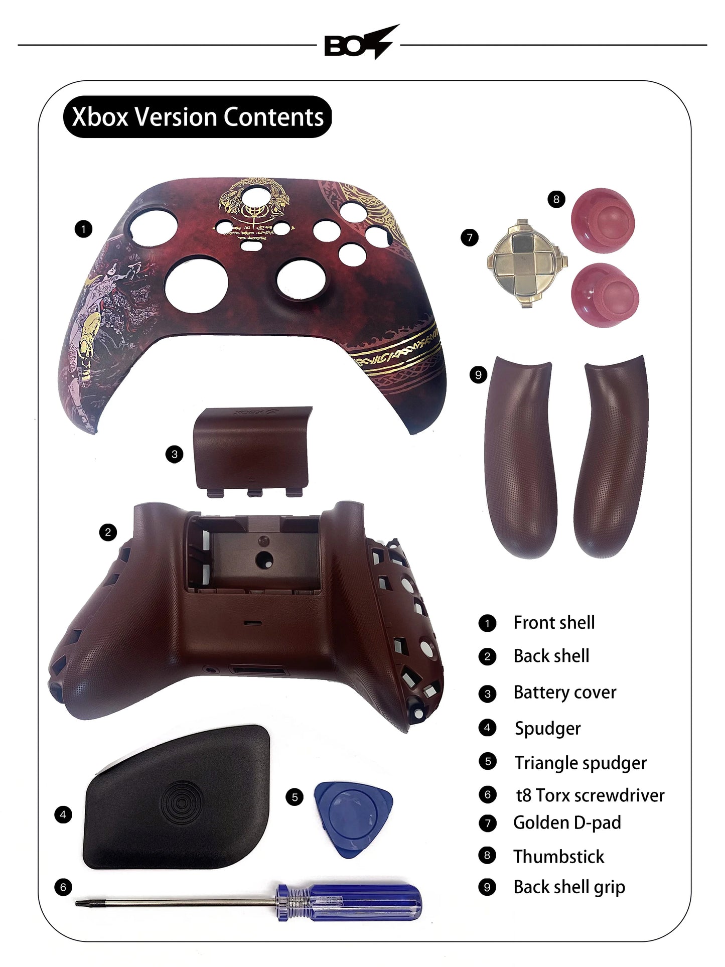 Gold stamping PS5 Controller Shell Faceplate Cover with Touchpad for DualSense Controller, Replacement for BDM-010 to 050