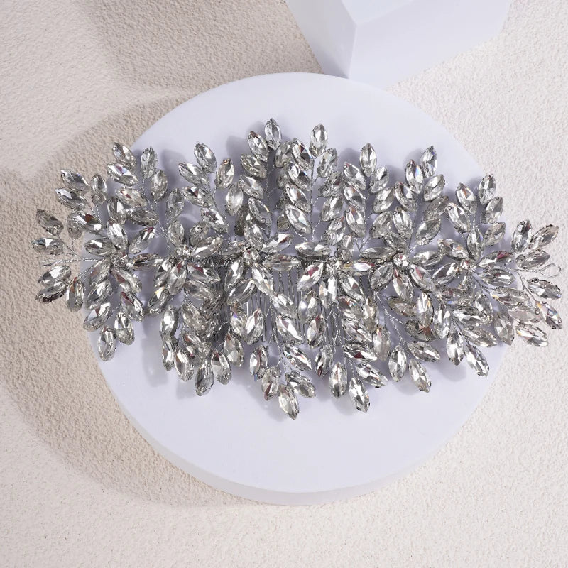 MIMIOR Wedding Full Rhinestone Oversized Hair Comb Bridal Hair Accessories Sparkly Hair Piece Gem Tiara For Women and Girls