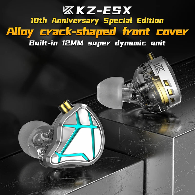 KZ ESX Special Edition Wired Earphones 12MM Dynamic Bass Earbuds In Ear Monitor Headphones Sport Noise Cancelling HIFI Headset