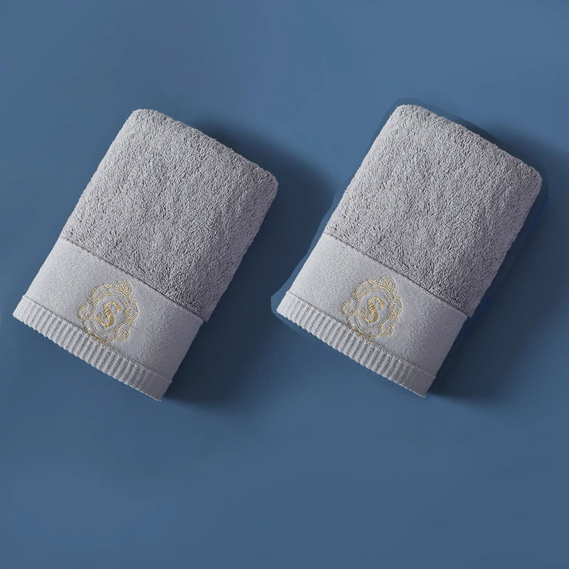 2PCS Luxury Hotel Towel Cotton High Quality Embroiderd Face Bath Towels Bathroom Soft Feel Highly Absorbent Shower Multi-color
