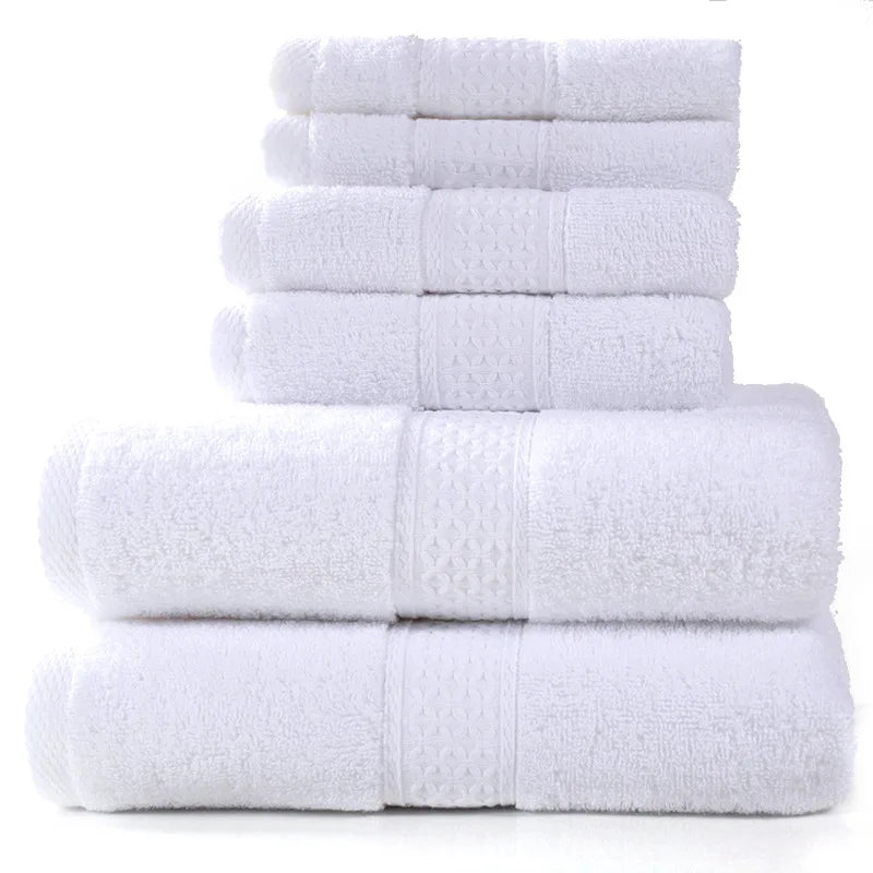 6PCS / 3PCS Cotton Towel Set Luxury Lace Embroidered Bath Towel Face Towel Hand Towel Washcloths Quick Dry Terry Towels 17Colors