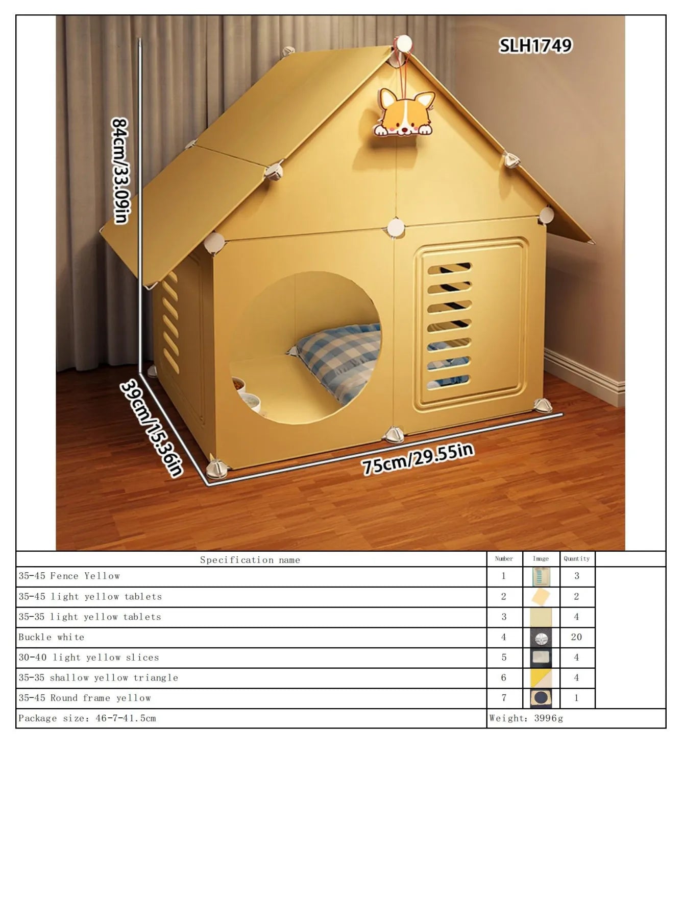 Dog Cage Small Dog Home Cat Villa Kennel One Bedroom One Bathroom One Living Room Pomeranian Teddy Corgi Dog House