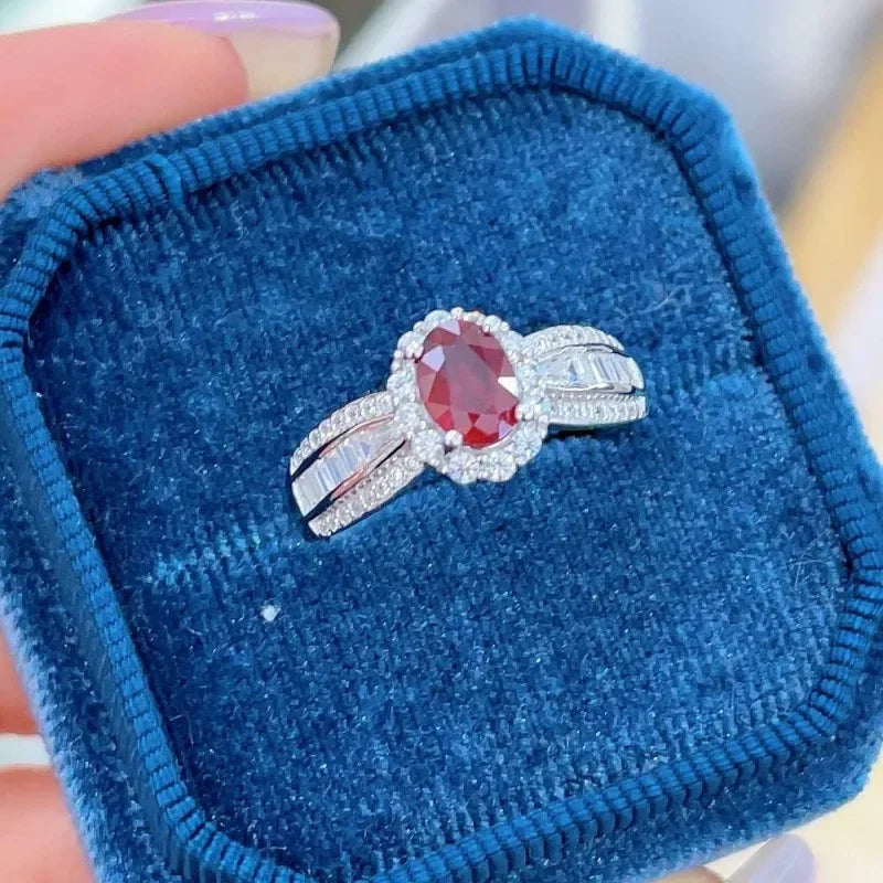 SACE GEMS Fashion Resizable 5*7MM Natual Ruby Rings for Women 925Sterling Silver Wedding Party Fine Jewelry Festival Gift