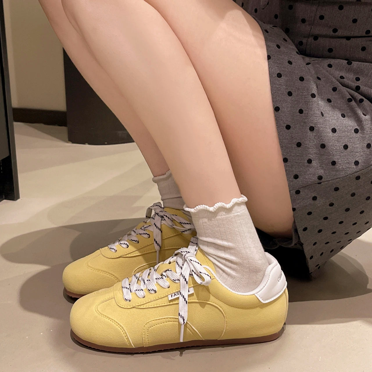 Women's Sneakers 2024 New Genuine Leather Ladies Moral Training Shoes Casual Spring Flat Shoes Women