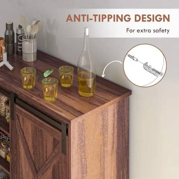 Brown Kitchen Sideboard Storage Cabinet