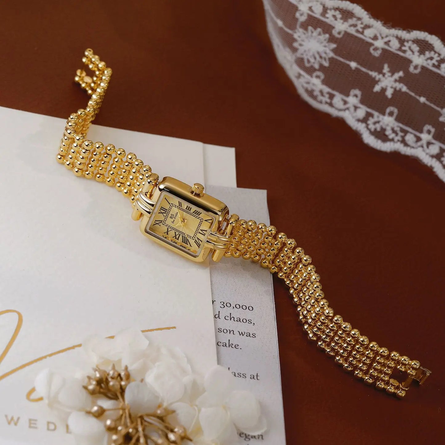 Vintage Watch Women Luxury Gold Square Quartz Watches Ladies Fashion Silver Bracelet Roman Scale Clock Gifts