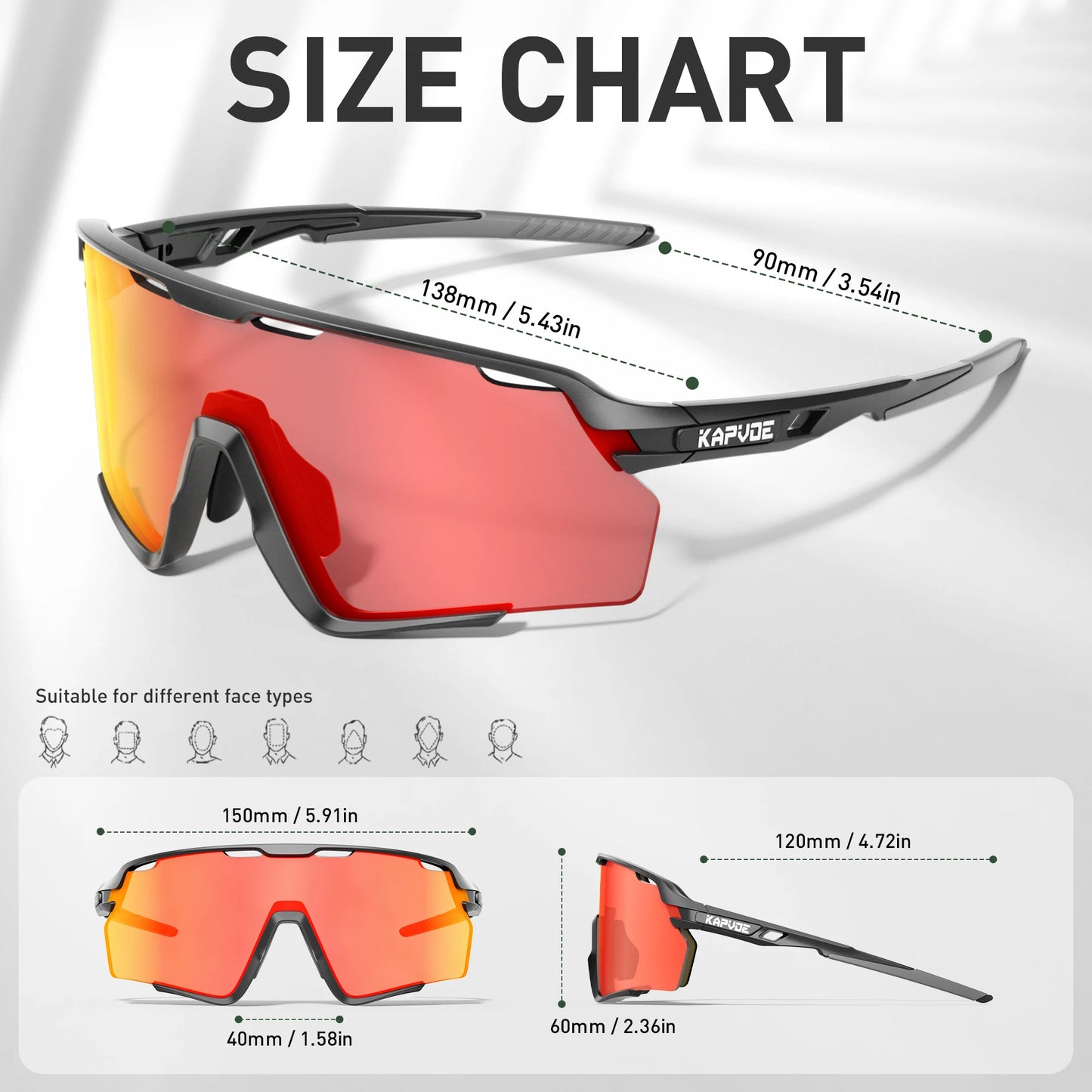 KAPVOE New Outdoor Polarized Sunglasses MTB Road Bike Cycling Glasses Sports Fishing Hiking Men Women Bicycle UV400 Goggles