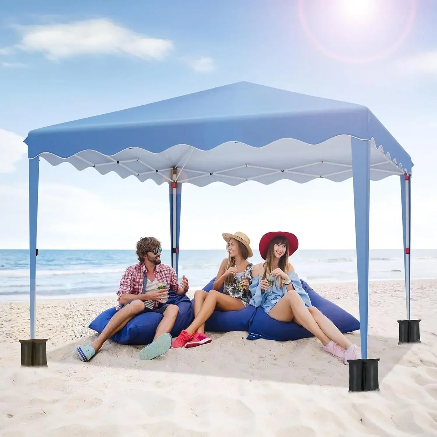 Pop Up Canopy with Sidewalls,Outdoor Winter Gazebo, 10'x10'(3x3m) Party Tent, Adjustable Leg Heights, Windows, Wheeled Carry Bag