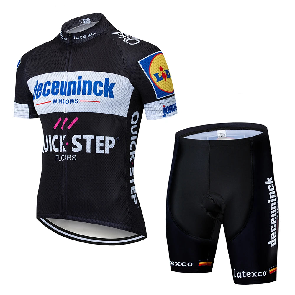 QUICK STEP Team Men's Cycling Jersey Set Summer Cycling Clothing Bike Clothes Uniform Maillot Ropa Ciclismo Hombre Bicycle Suit