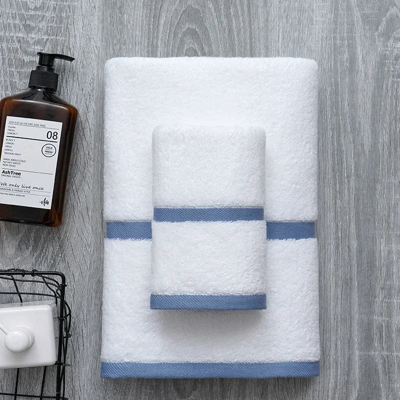Luxury Thick Cotton Hotel Towels in White for Spa, Resort, and Home Use