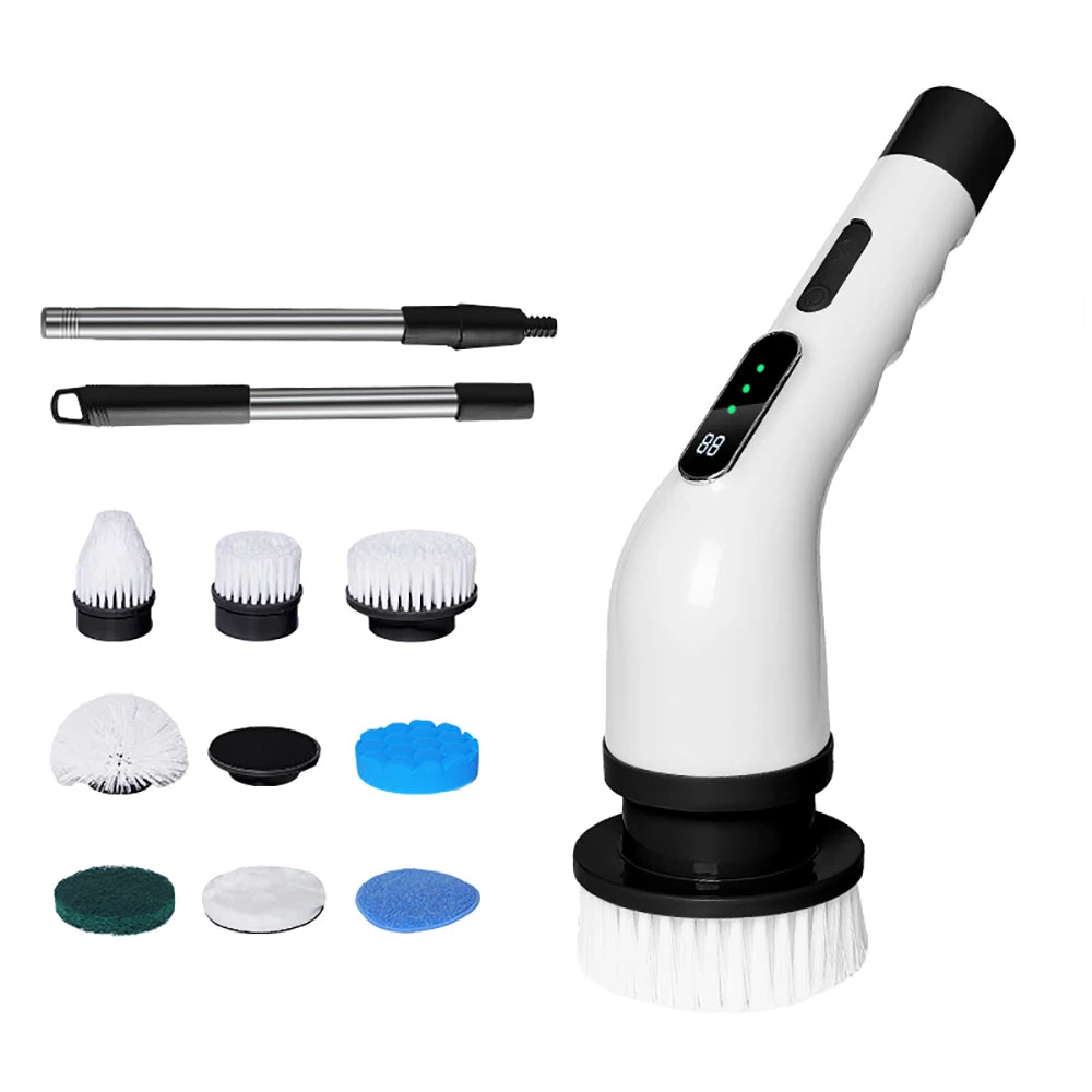Electric Cleaning Brush 9 in 1 Multifunctional Wireless Handheld Household Kitchen Floor Bathroom Toilet 9 Heads Clean Scrubber