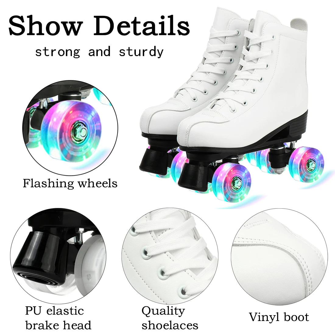 Roller Skate Shoes Size 34-45 4 Wheels Quad Sneakers Skating Pu Leather Sport Beginner Men And Women Roller Skating Shoes Gift