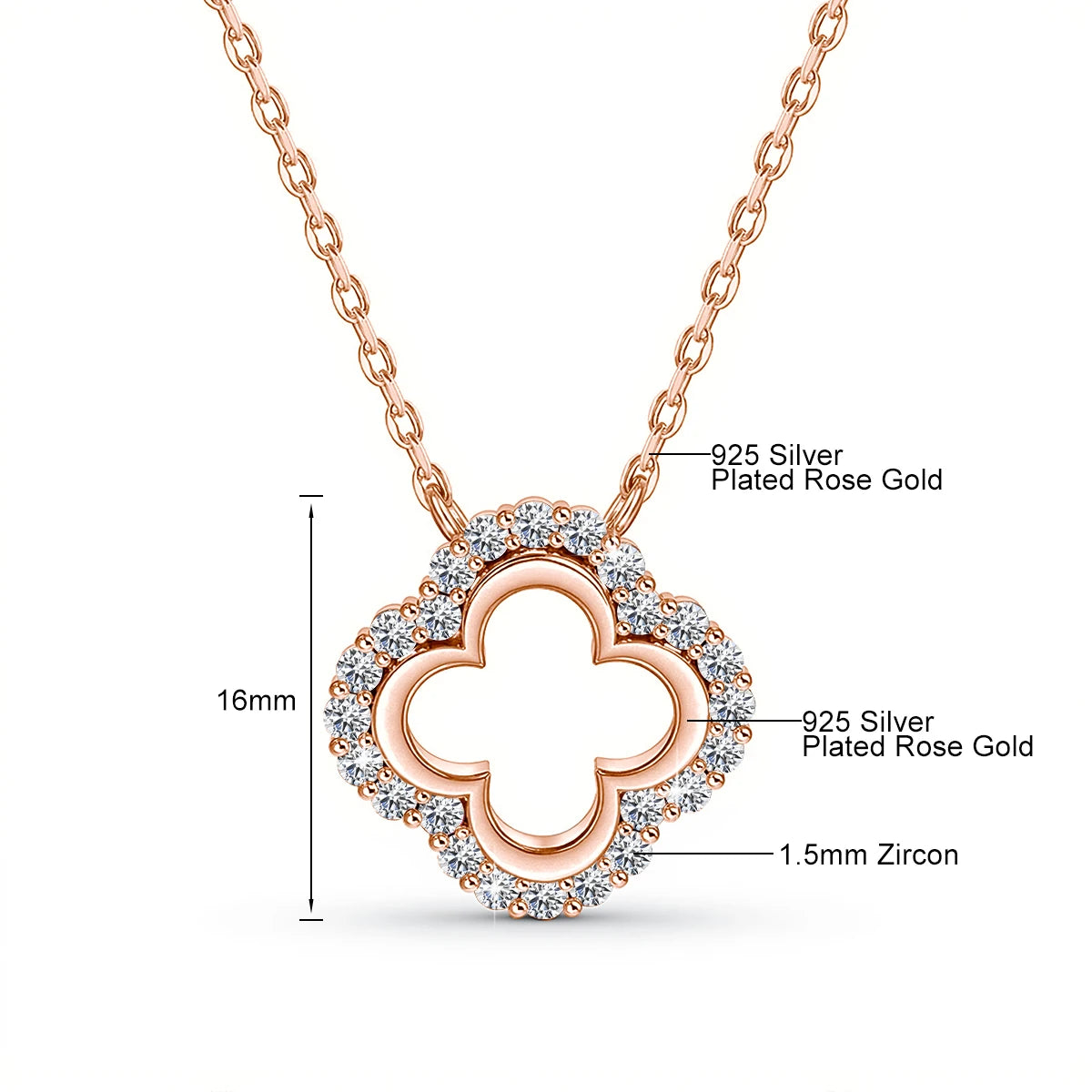 925 Silver Lucky Four-leaf Clover Moissanite Necklace Temperament Ladie Jewelry Red Corundum Gold Plated Solitaire Choker