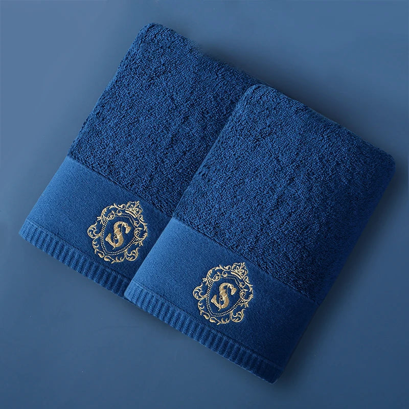 2PCS Luxury Hotel Towel Cotton High Quality Embroiderd Face Bath Towels Bathroom Soft Feel Highly Absorbent Shower Multi-color