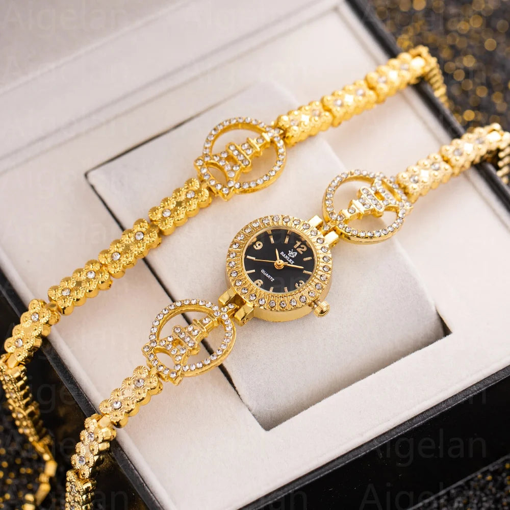 Women Bracelet Watches 2025 Top Brand Luxury Rhinestone Ladies Quartz Wristwatches Fashion Elegant Diamond Golden Female Clock