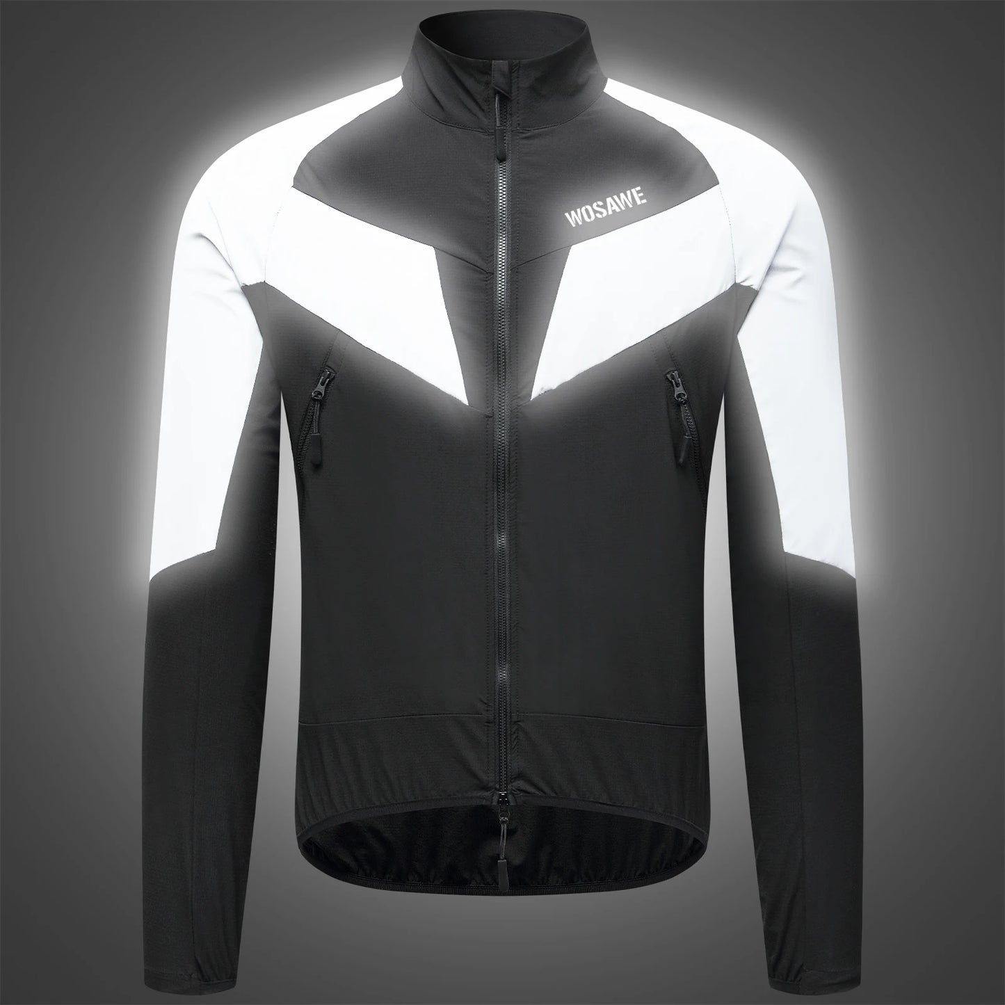 WOSAWE Ultralight Reflective Men Cycling Jacket Waterproof Riding Running Windbreaker Mix Of Fluorescent Coloured Silver Panels