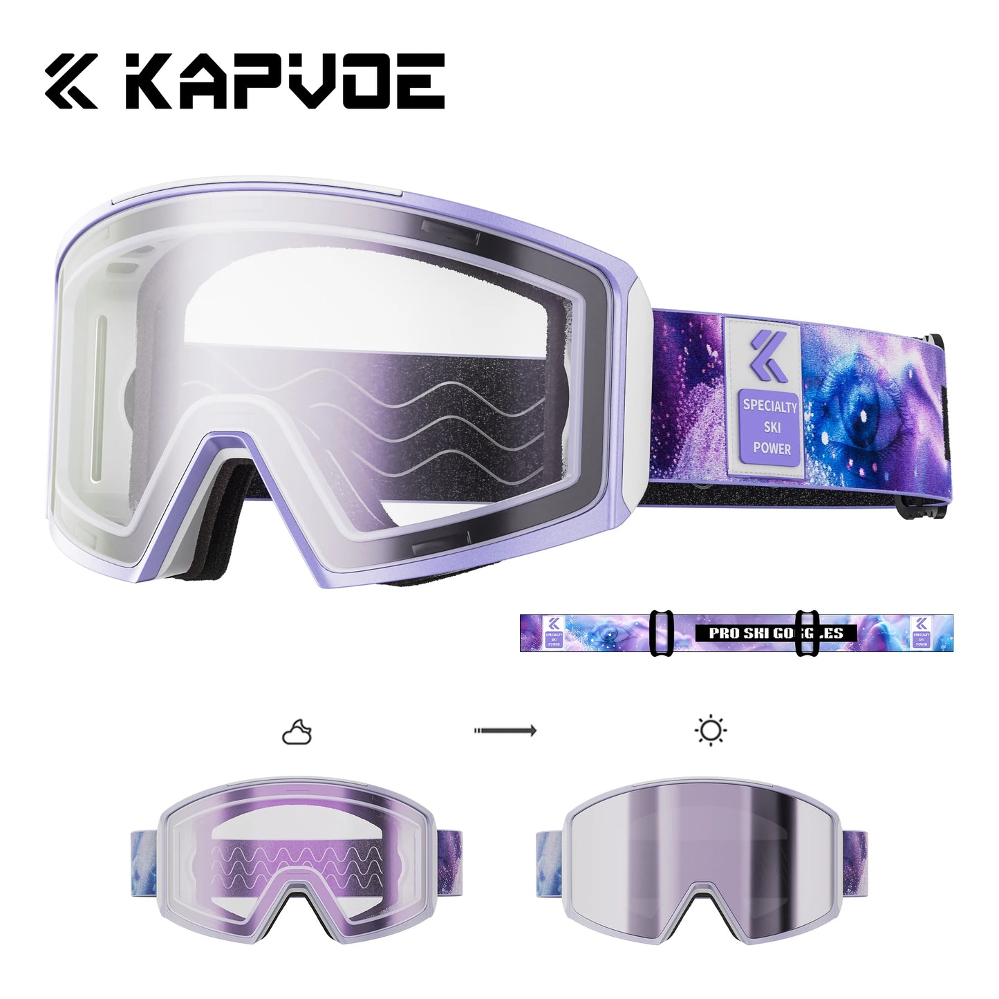 KAPVOE Ski Goggles Magnetic Double-Layer Anti-Fog Impact-Resistant Lenses Suitable for Male Female Teenagers UV400 Protection