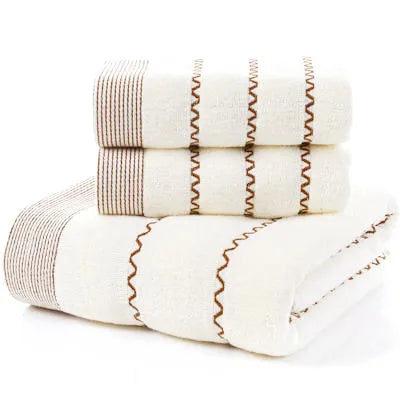 Set of 3 Cotton Bathroom Towels Sets 2pcs Hand Face Towel 35x75cm and 1pcs Big Bath Towels 70X140cm Washcloths Gift Towels 수건 세트