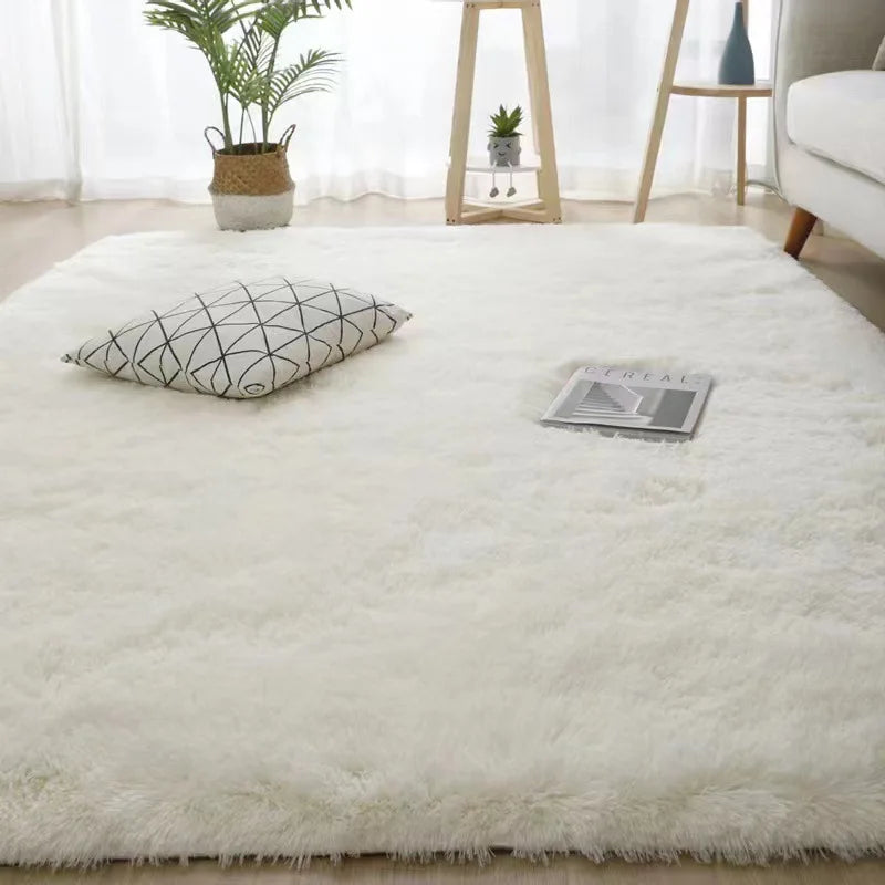 Solid color simple carpet bedroom large area covered with simple bedside silk hair tie-dye carpet room thickened
