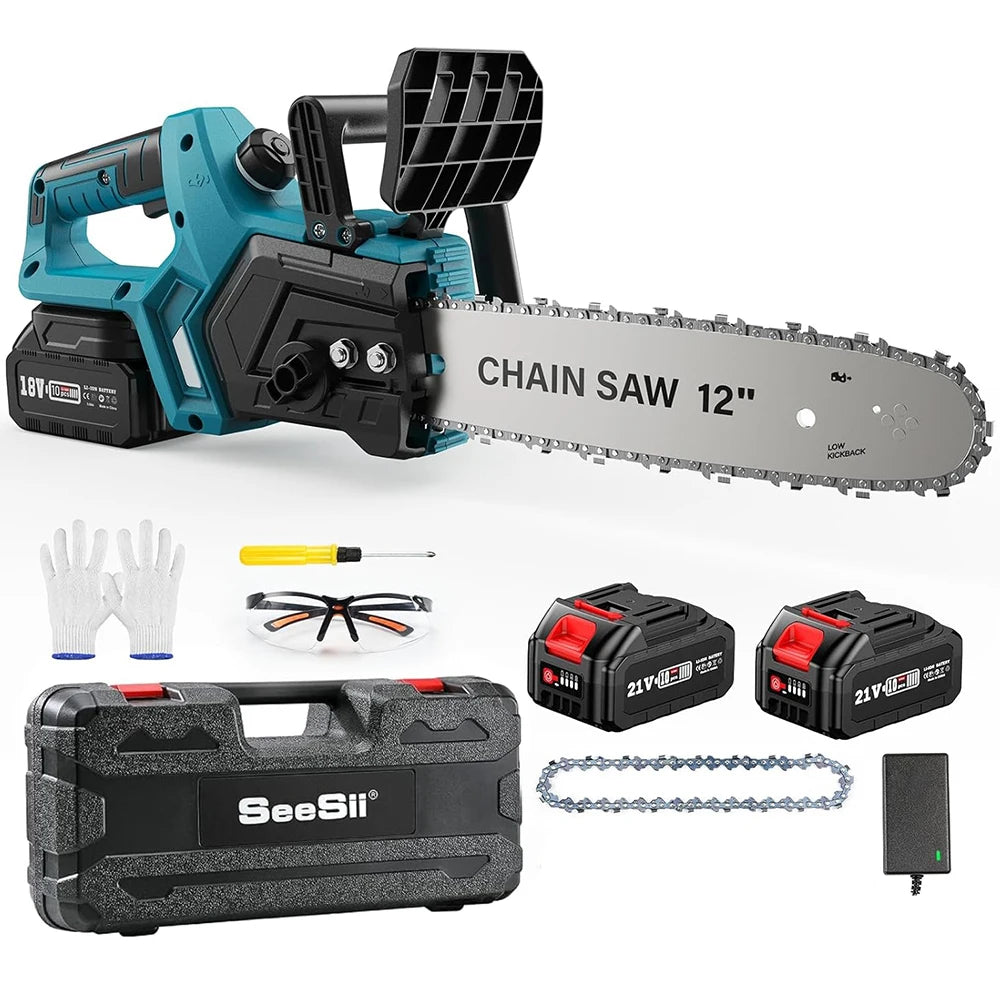 SEESII 12''Cordless Electric Chainsaw Brushless Chain Saw Firewood Tree Cutting Garden Pruning Power Tool For Makita Battery 18V