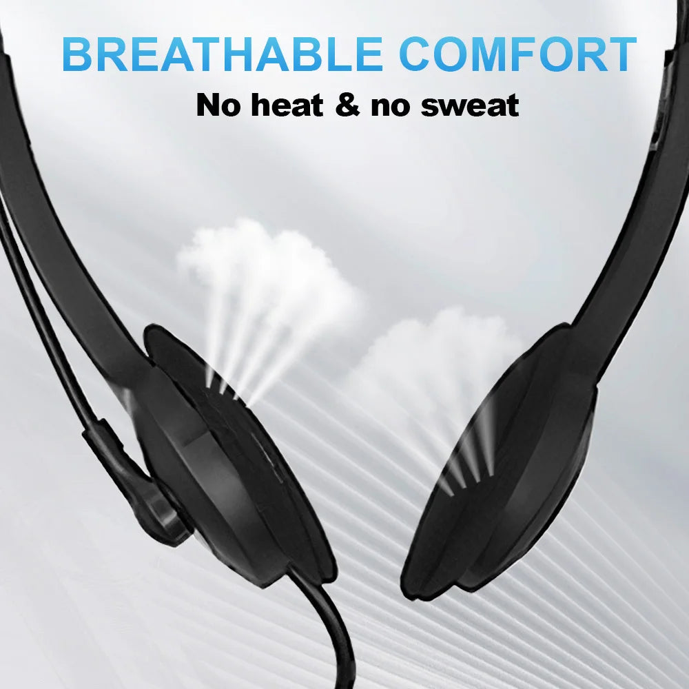 Wired USB Headphones Portable Earphones with Microphone for Laptop PC Call Center Business Headset Noise Reduction Earpieces