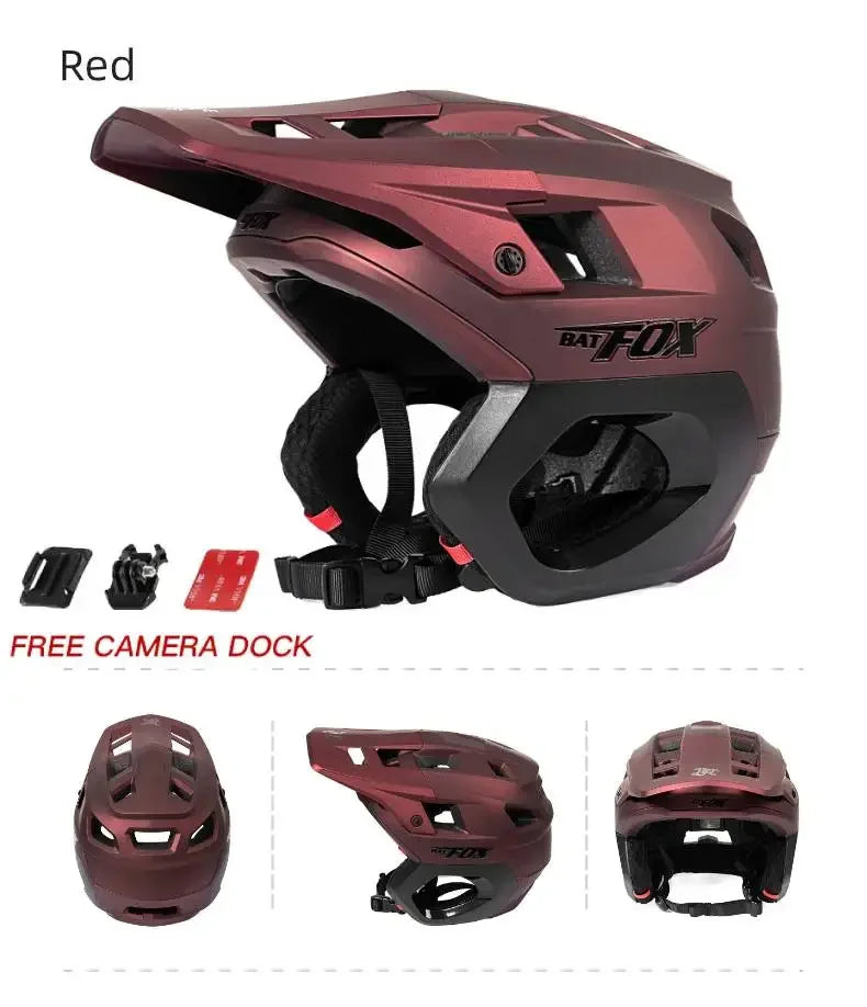 BATFOX New 3/4 Bicycle Helmet Mtb Half Helmet Mountain Bike Race Integrated Ear Protection Off-Road Cycling Helmet BMX Armor
