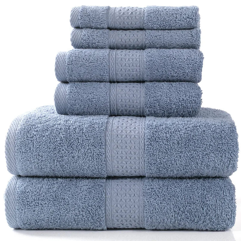 6PCS / 3PCS Cotton Towel Set Luxury Lace Embroidered Bath Towel Face Towel Hand Towel Washcloths Quick Dry Terry Towels 17Colors