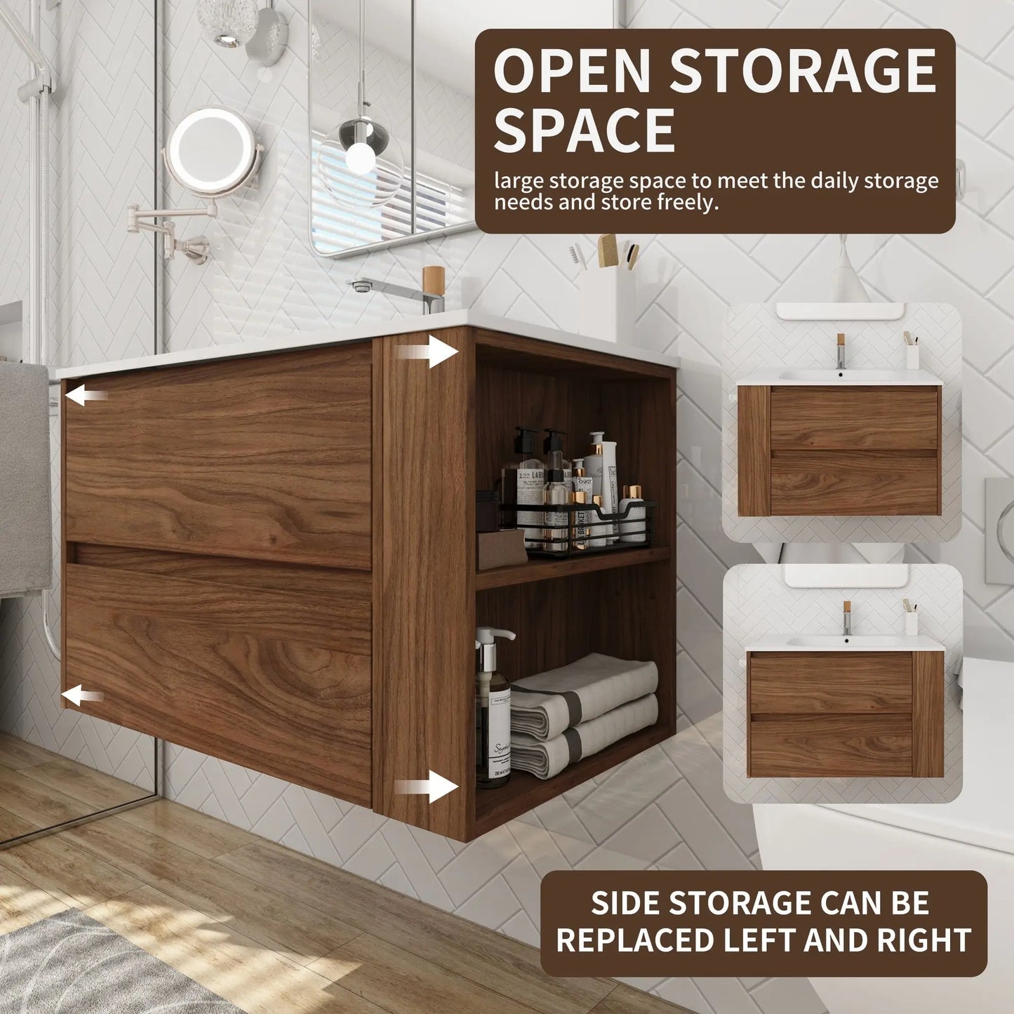 30-Inch Wall-Mounted Bathroom Vanity with Gel Sink Premium Bathroom Vanities Product