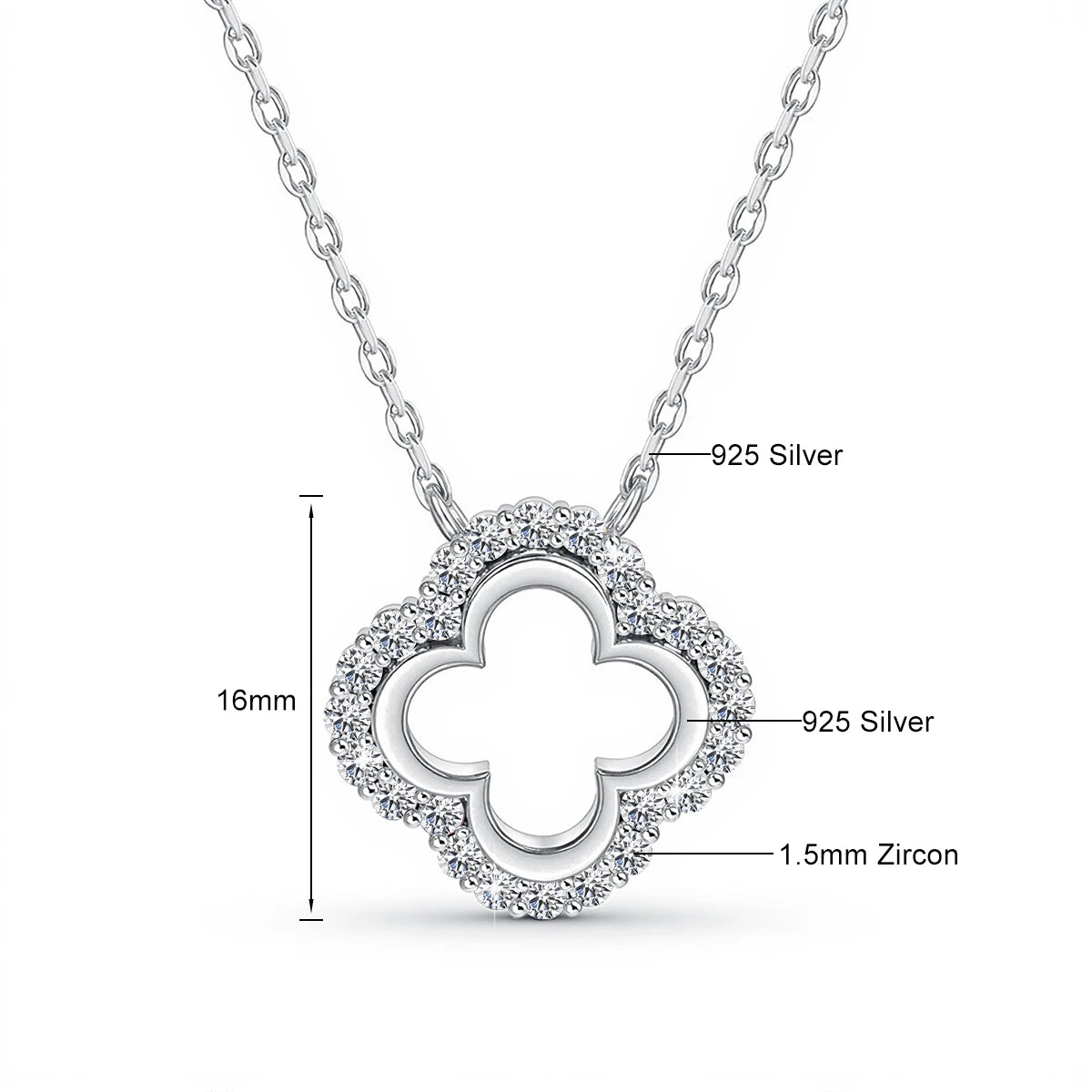 925 Silver Lucky Four-leaf Clover Moissanite Necklace Temperament Ladie Jewelry Red Corundum Gold Plated Solitaire Choker