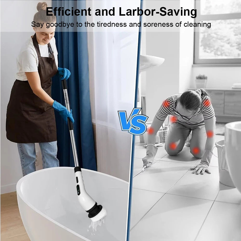 Electric Cleaning Brush 9 in 1 Multifunctional Wireless Handheld Household Kitchen Floor Bathroom Toilet 9 Heads Clean Scrubber
