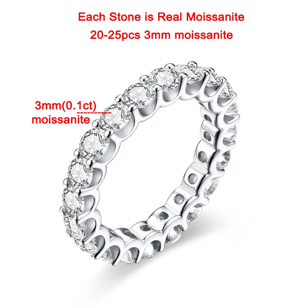 2mm/3mm D Color Moissanite Ring for Woman 925 Sterling Silver Plated 18k White Gold Wedding Band Jewelry With GRA Certificate
