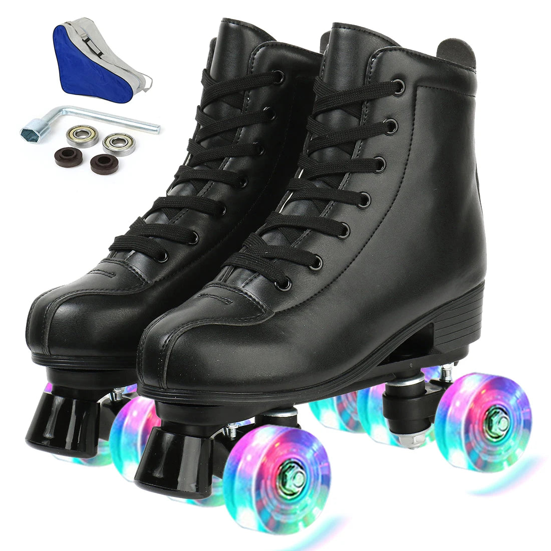 Roller Skate Shoes Size 34-45 4 Wheels Quad Sneakers Skating Pu Leather Sport Beginner Men And Women Roller Skating Shoes Gift